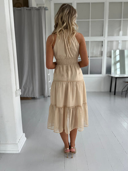 Lucce beige shimmer dress (1503)-kjole-Åberg CPH-Åberg Copenhagen DK