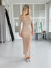 Flam long beige sequins dress