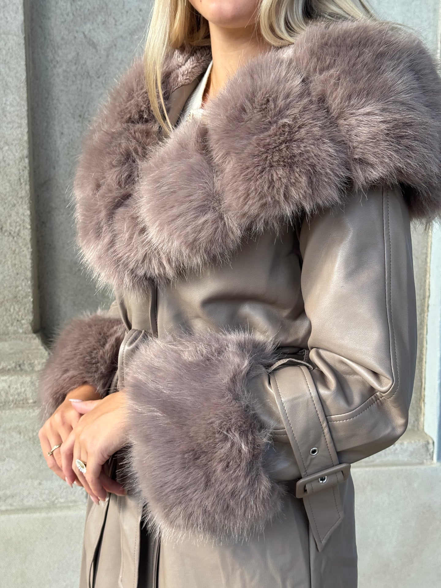 Flam faux leather coat muldvarp