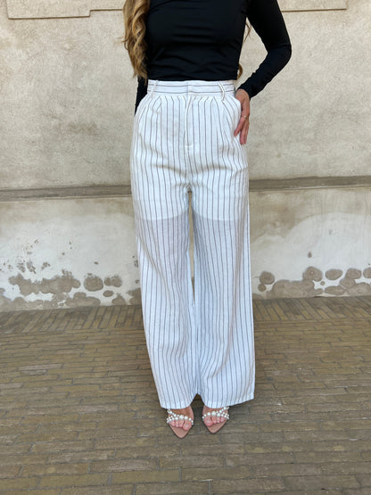 Elli white striped linen pants fra webshoppen Aaberg Copenhagen