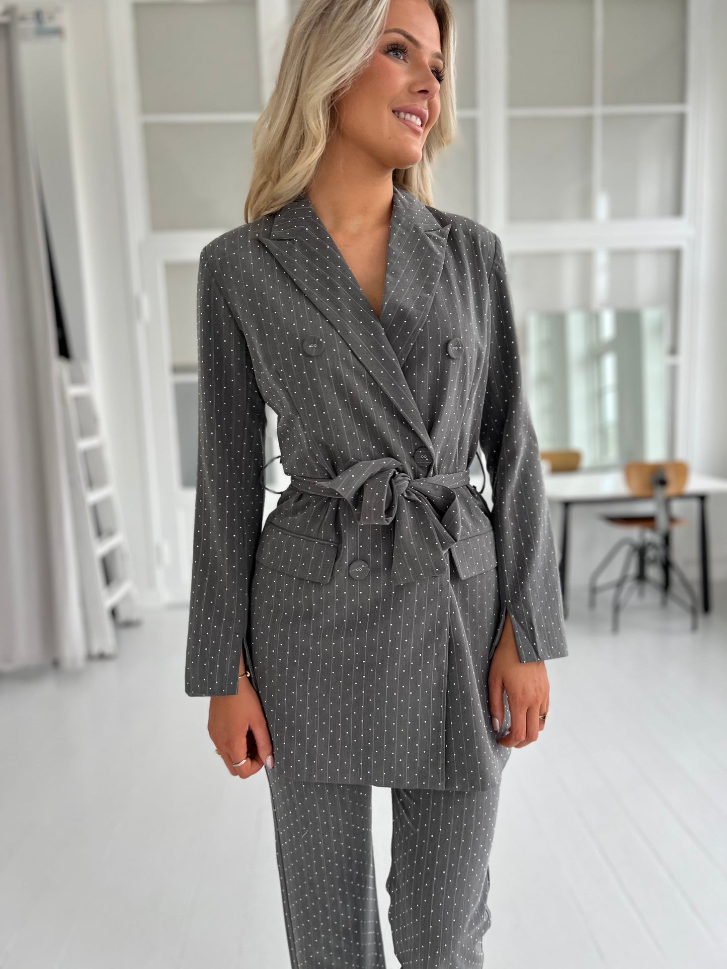 Eight Paris grey rhinestone blazer (9405)