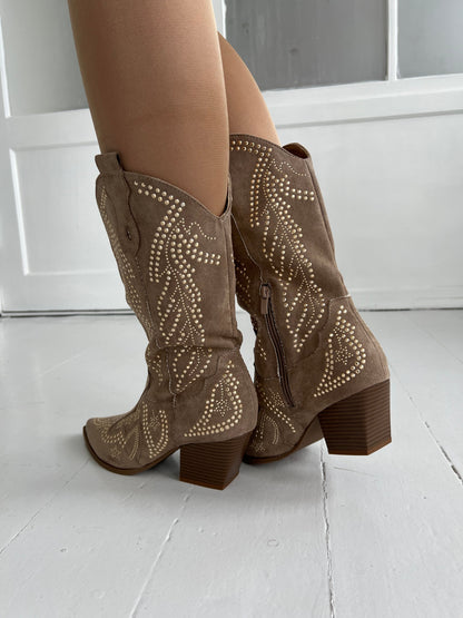 Ideal khaki rhinestone boot