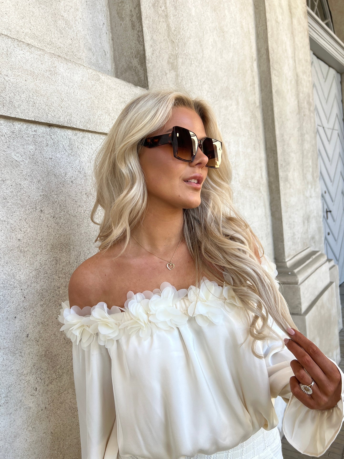 Elli White satin crop top