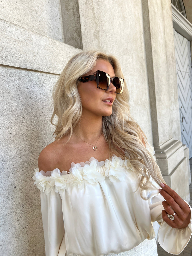 Elli White satin crop top