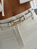 Beige leather belt
