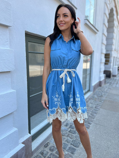 Melena Blue cotton dress (8005)