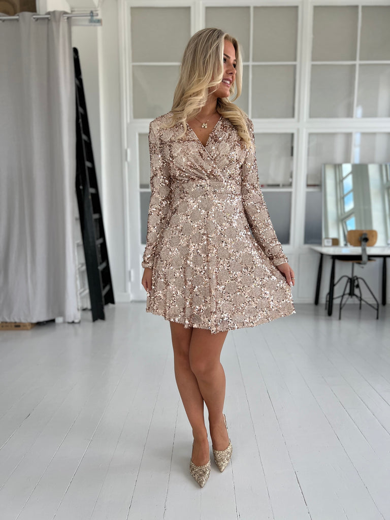 Lamiar champagne sequins dress (6011)