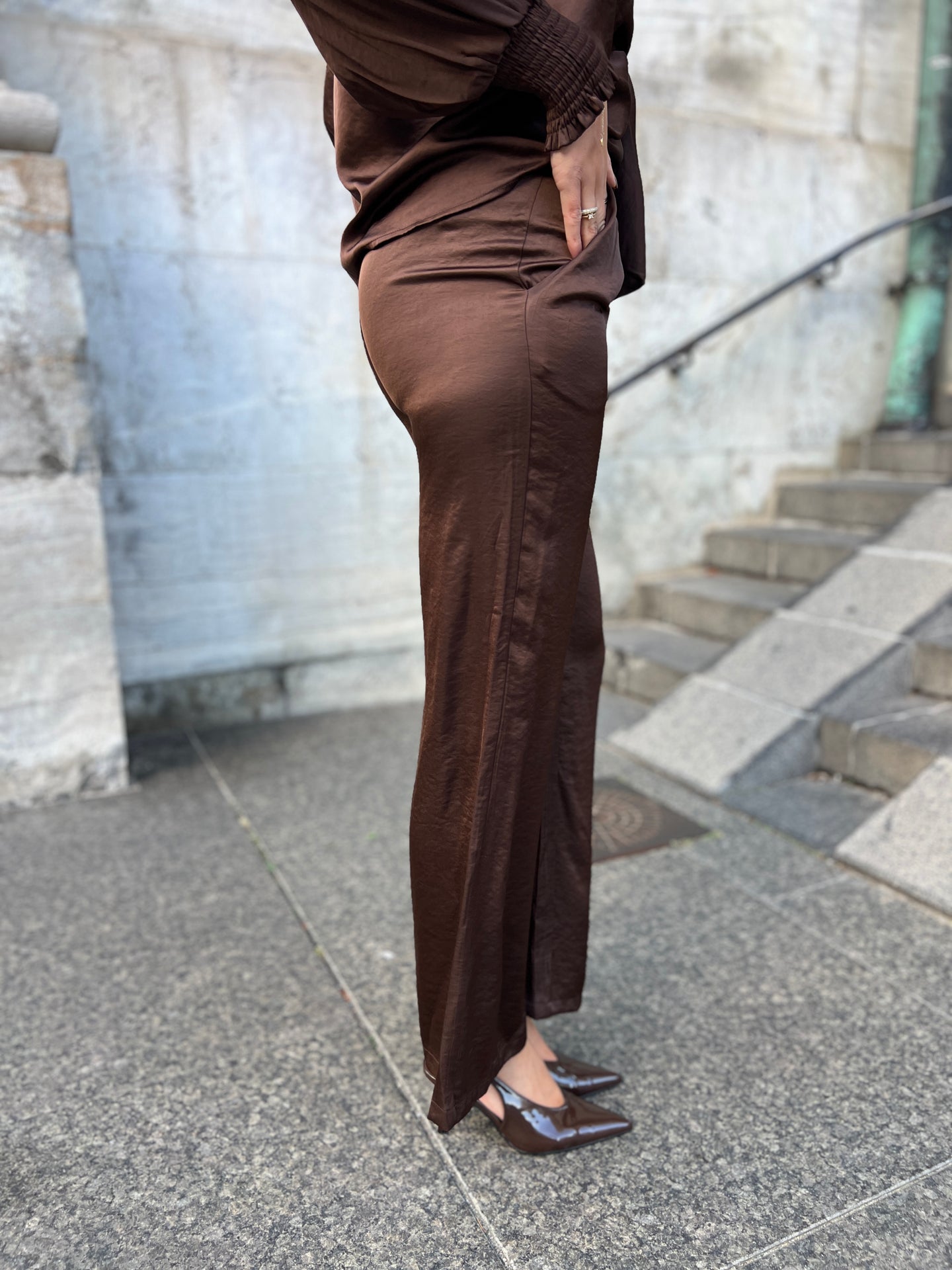 Continue - Bukser - Roberta Satin -brun