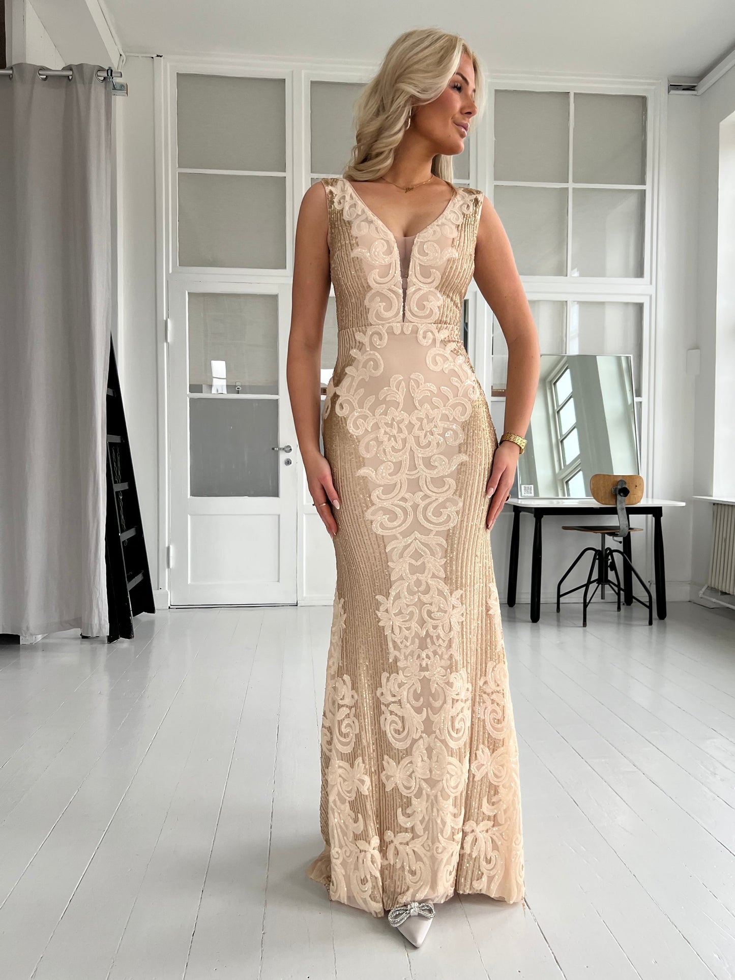 Soky long golden dress (9193)