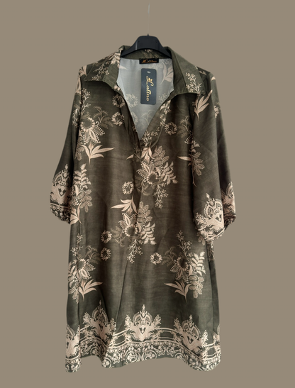 latino olive print dress (3299)