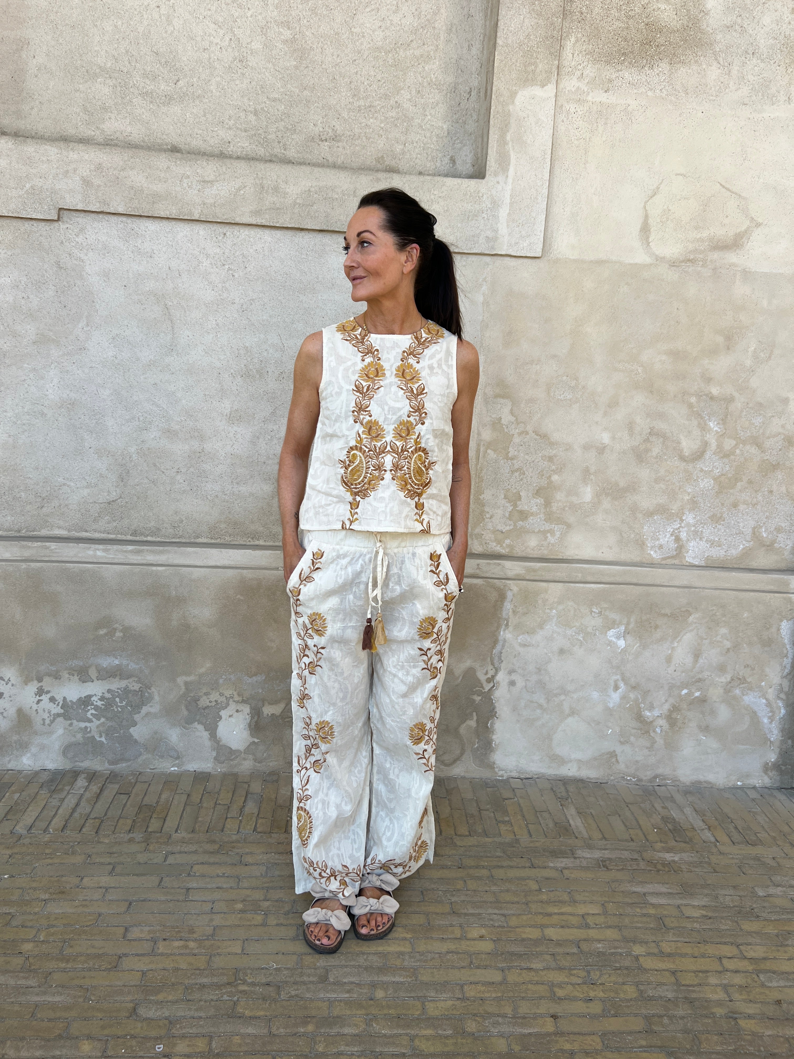 Ivory bohemian pants