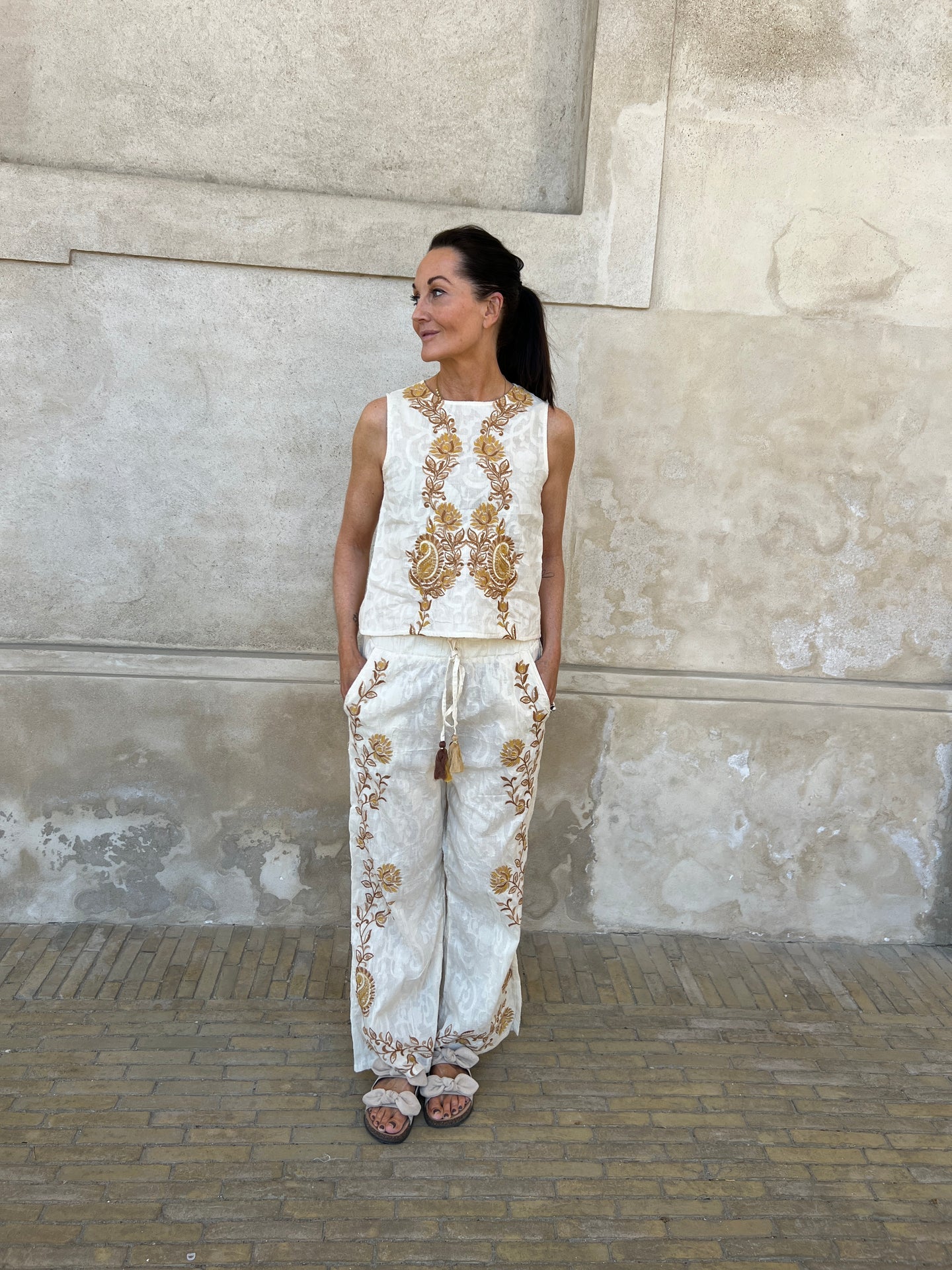 Ivory bohemian pants