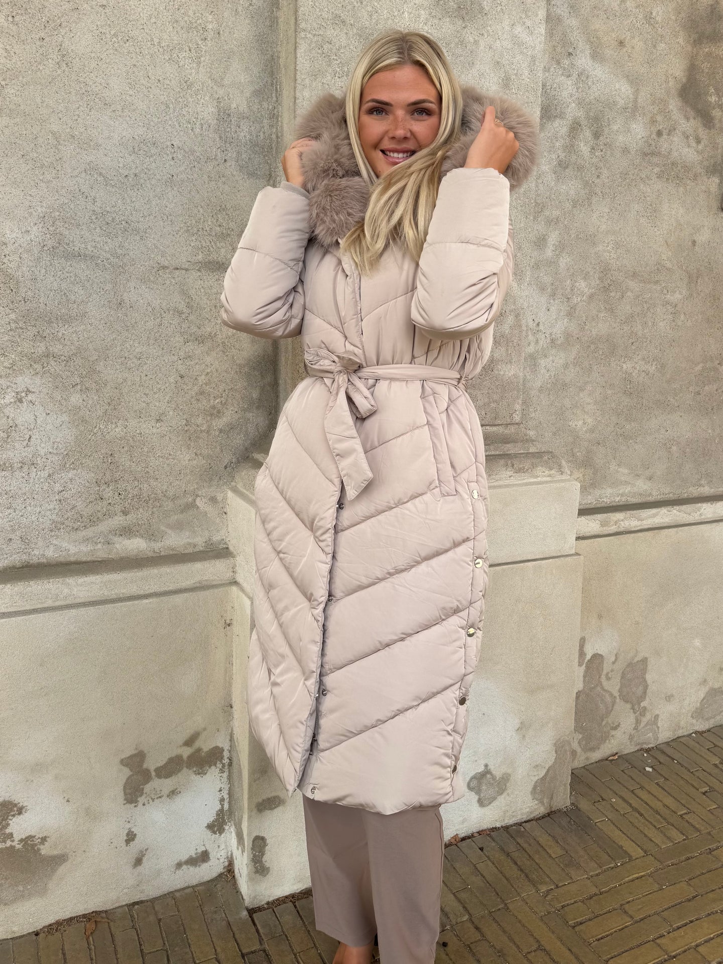 Flam puffer long coat Khaki - Åberg Copenhagen