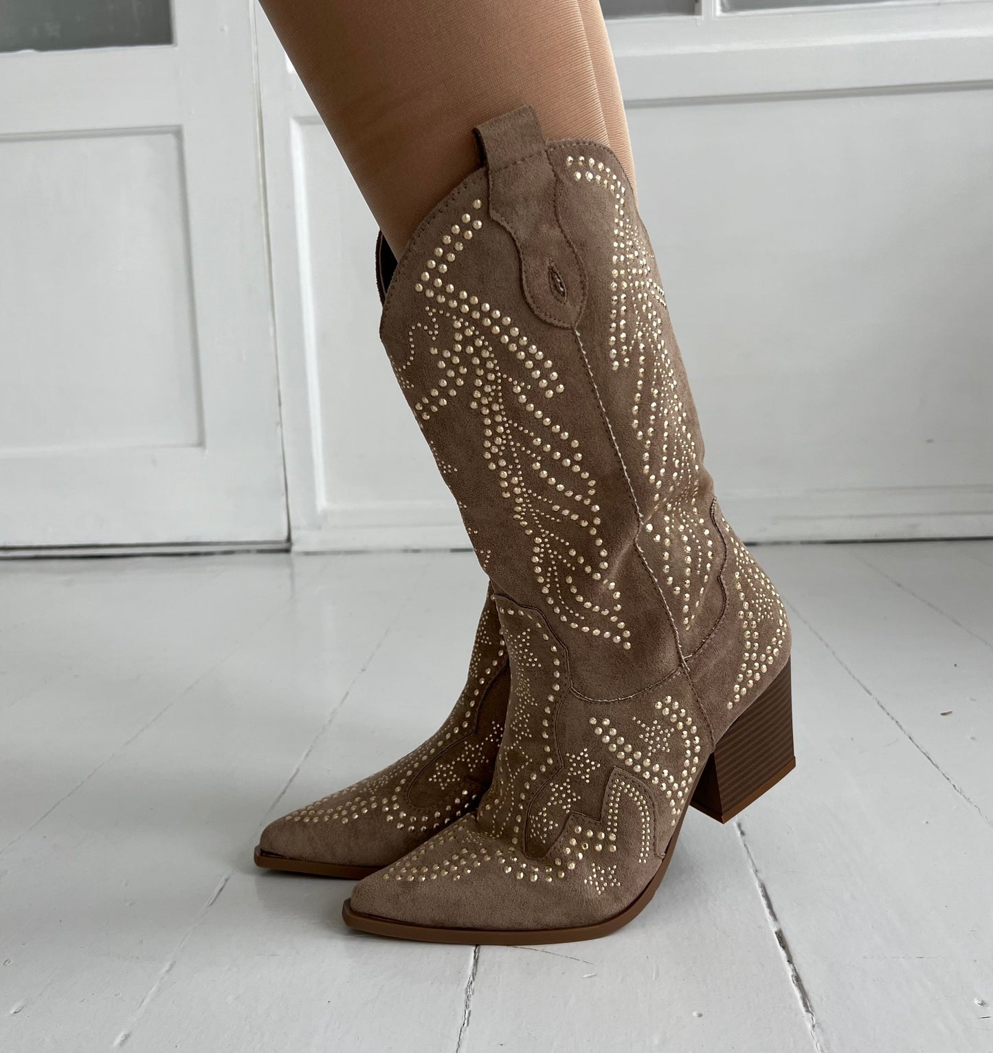 Ideal khaki rhinestone boot