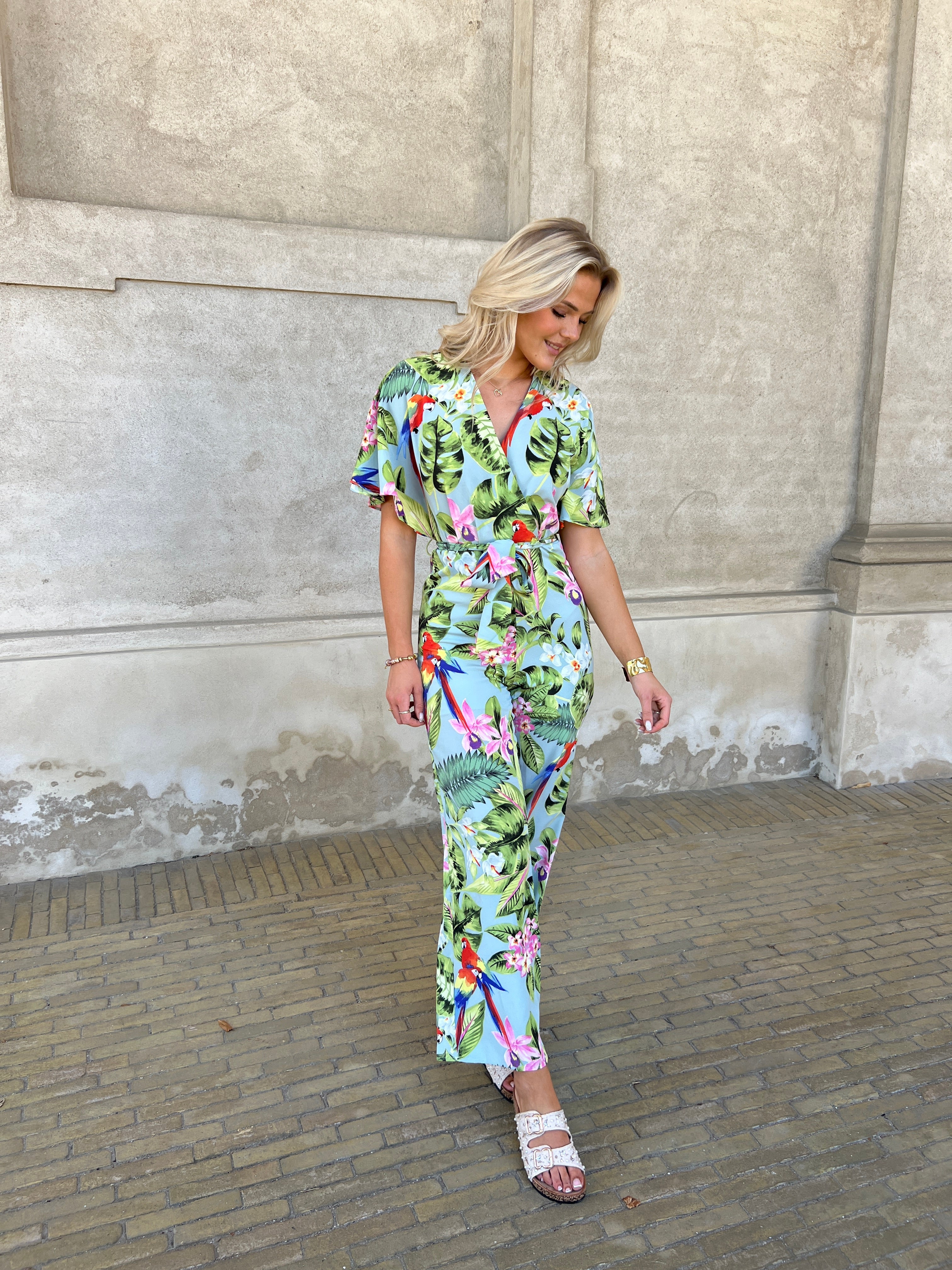 Elli white tropisk jumpsuite