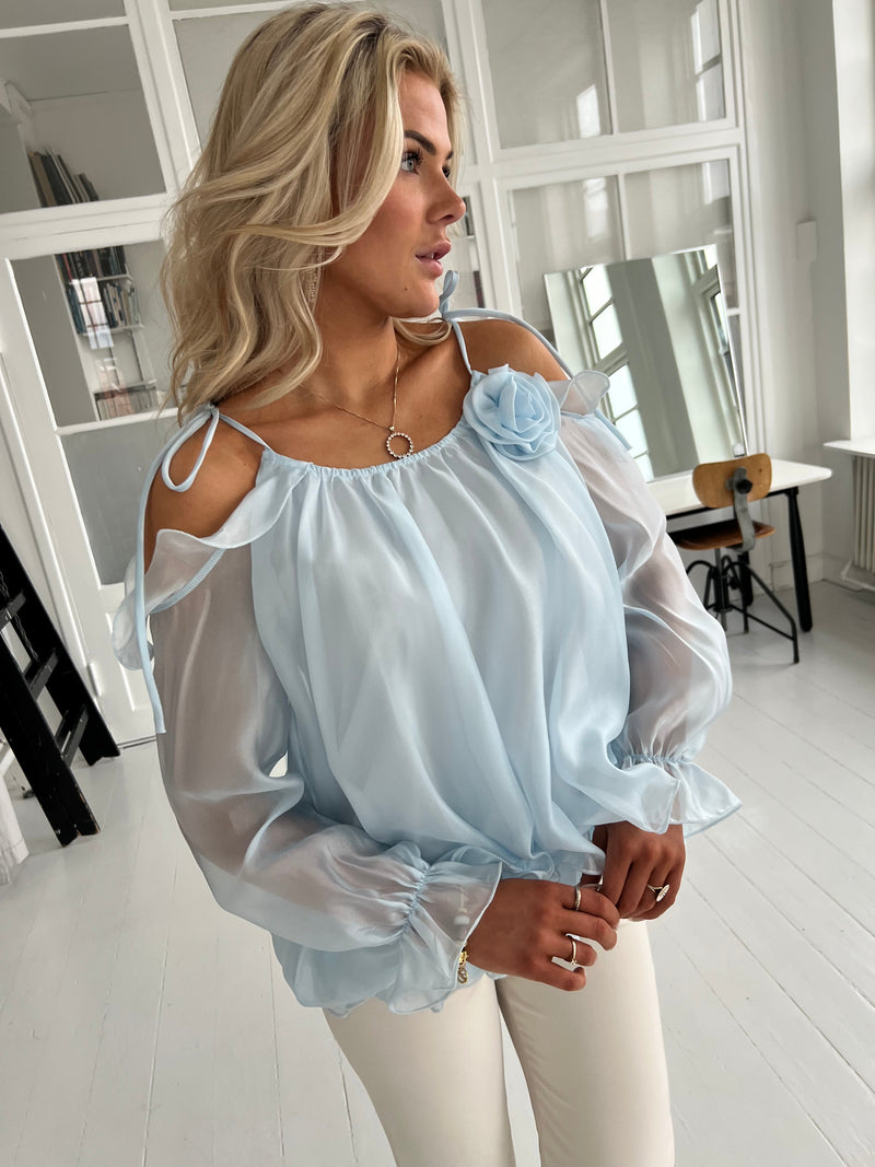 Elli White turquis blouse fra webshoppen Aaberg Copenhagen