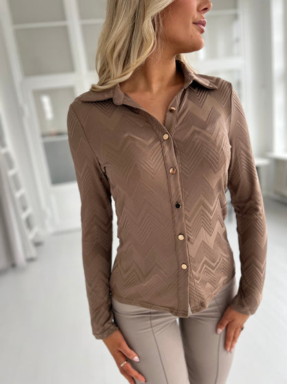 By Swan taupe elastan blouse (8790)