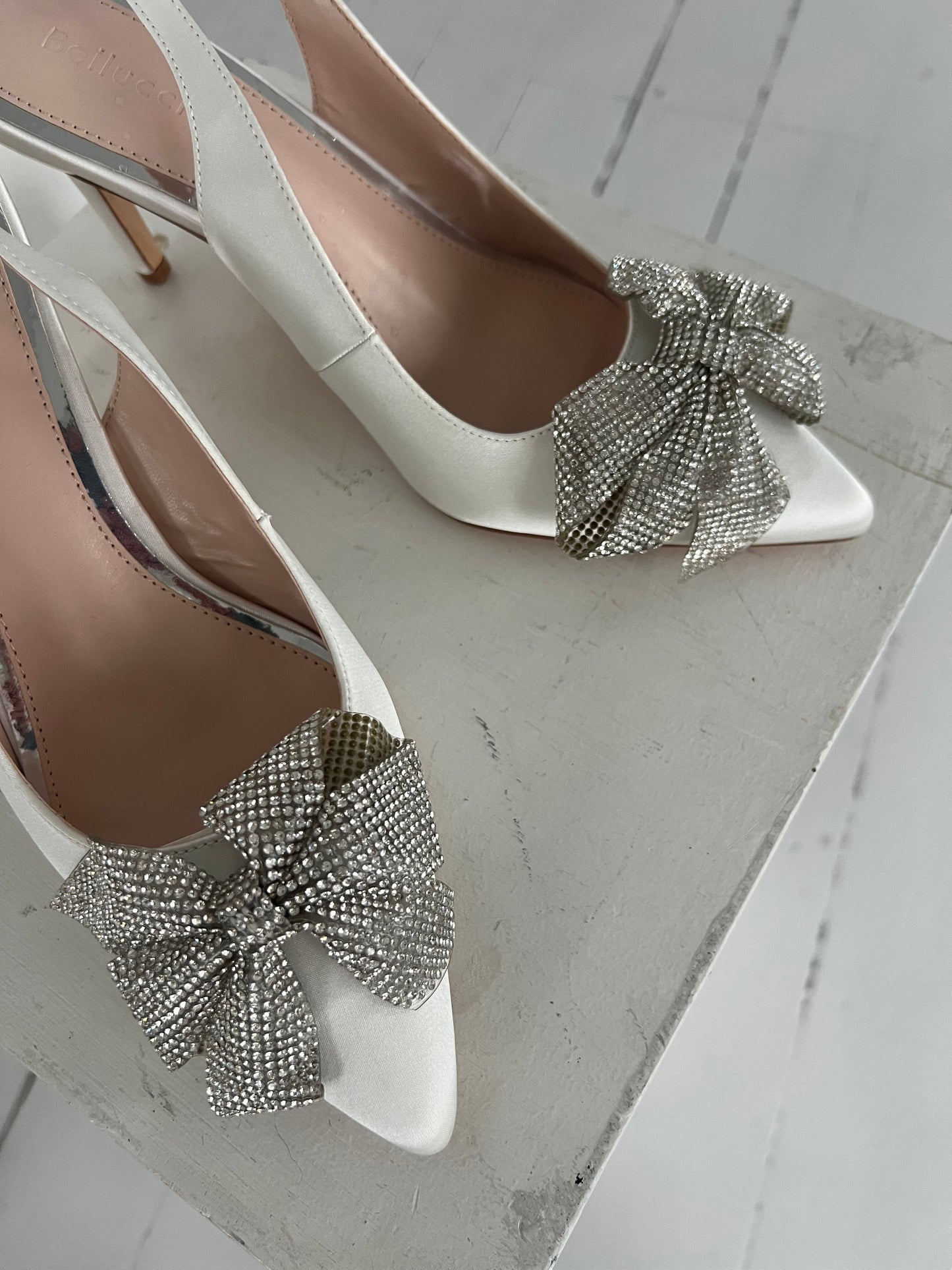 Azalea silver satin heel