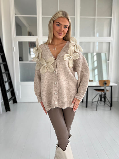 Azaka taupe knit cardigan (1162)