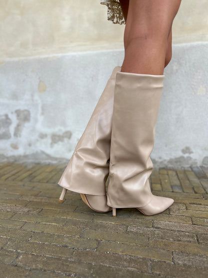 Belle beige heel boots (6149)