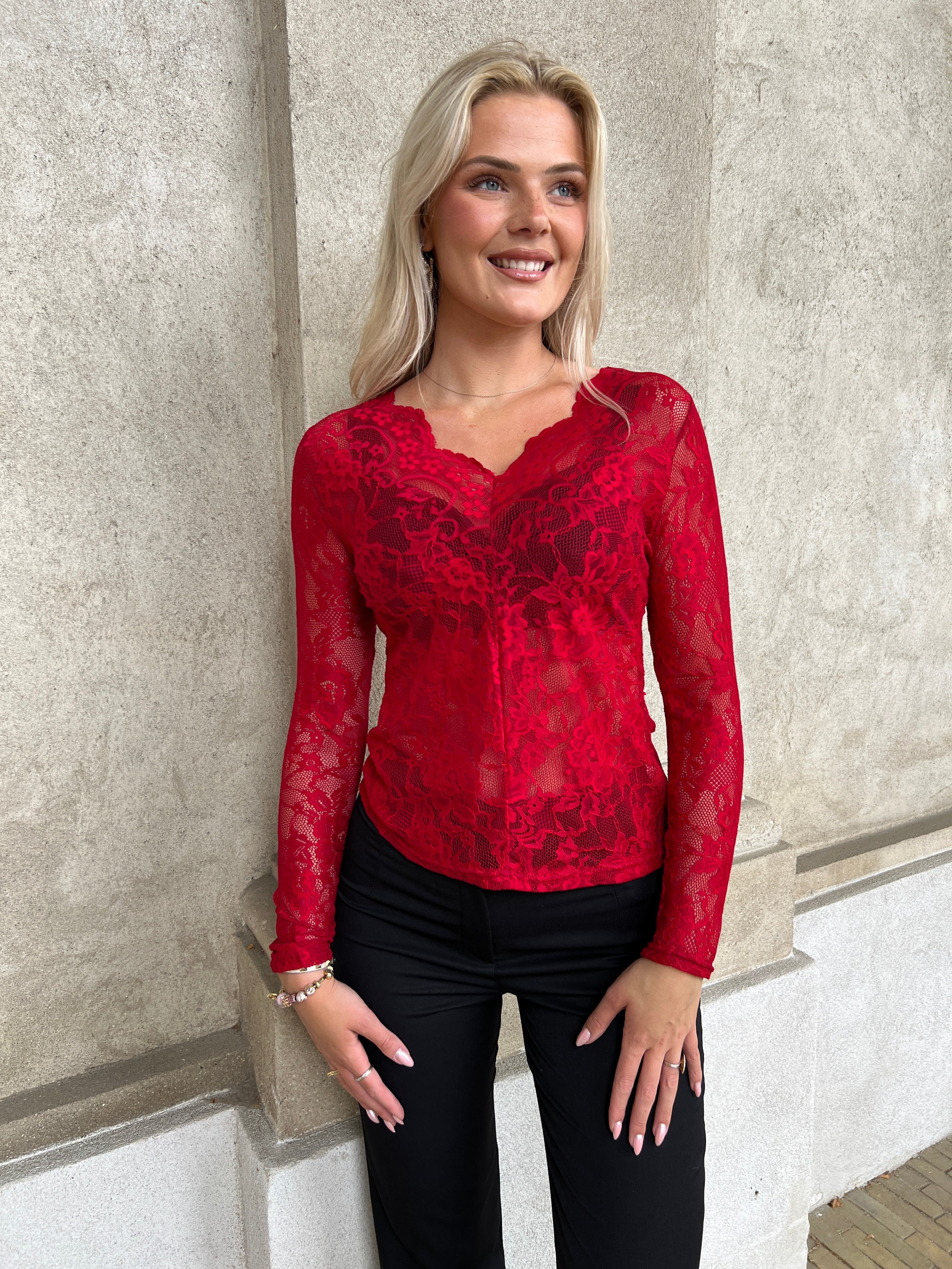 Fleur red lace top
