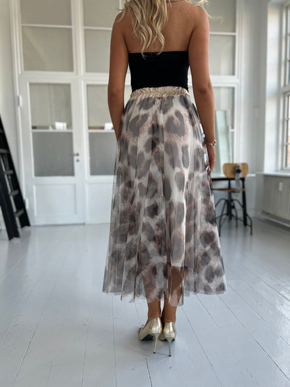 Rose W beige leopard tulle skirt