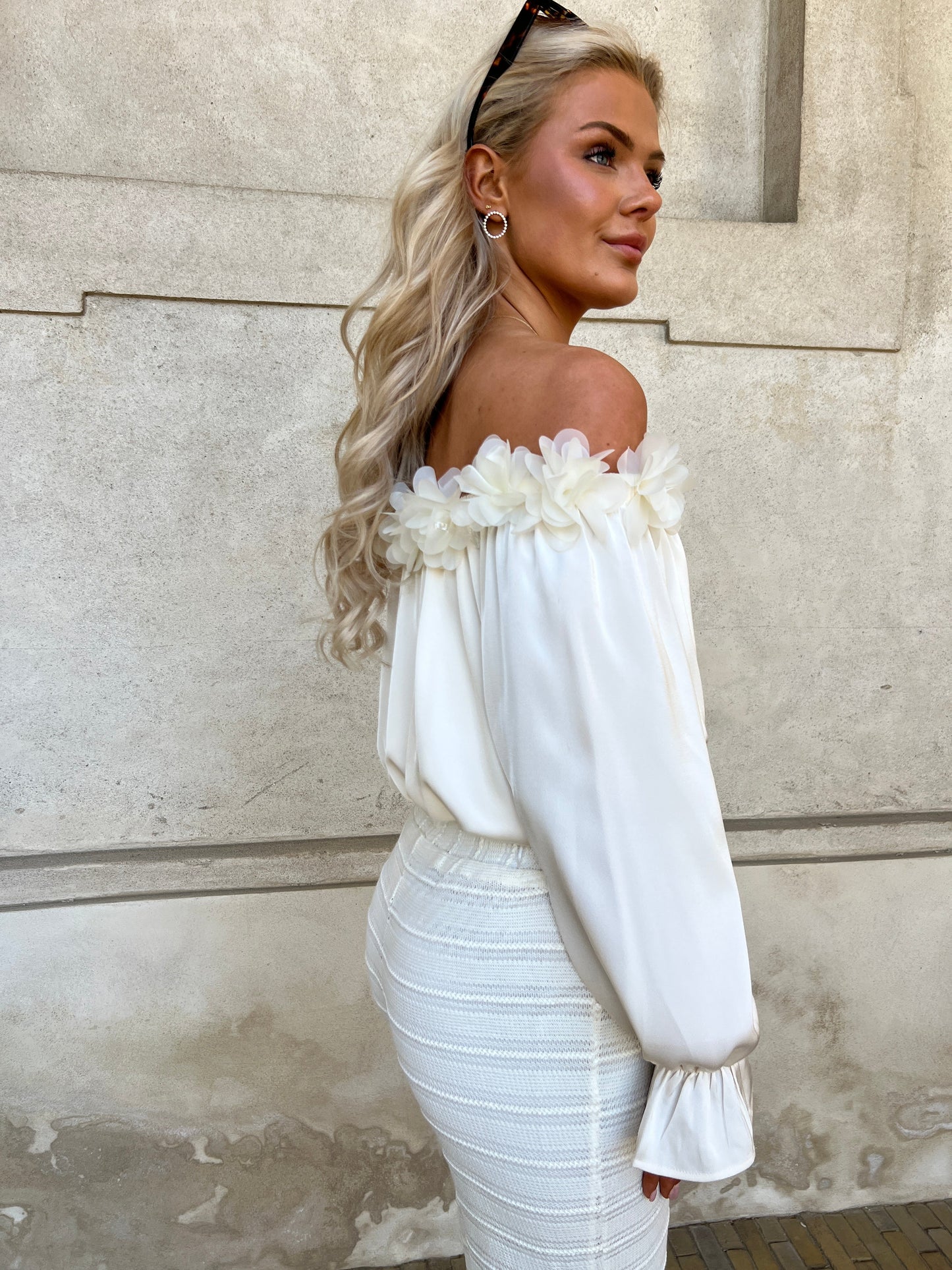 Elli White satin crop top