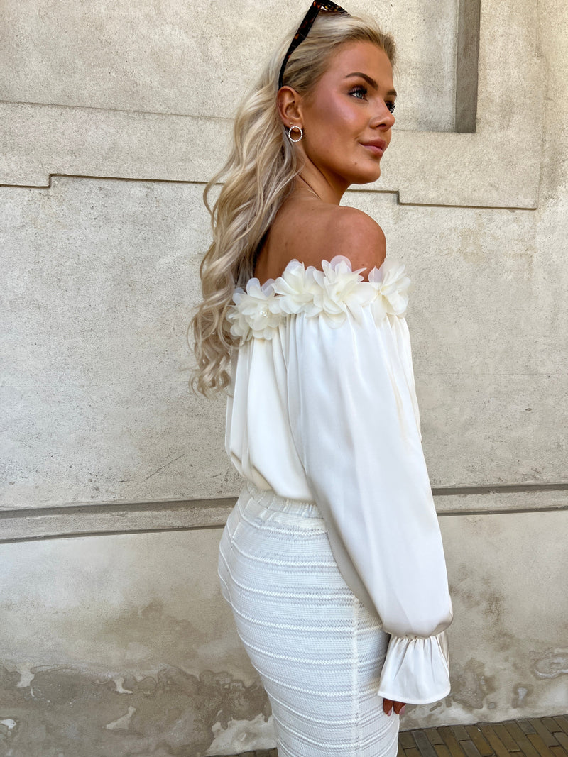 Elli White satin crop top
