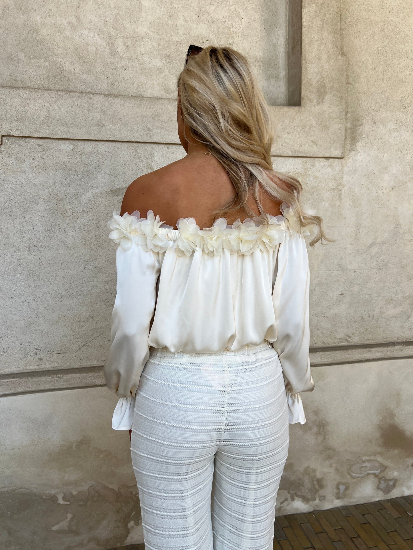 Elli White satin crop top