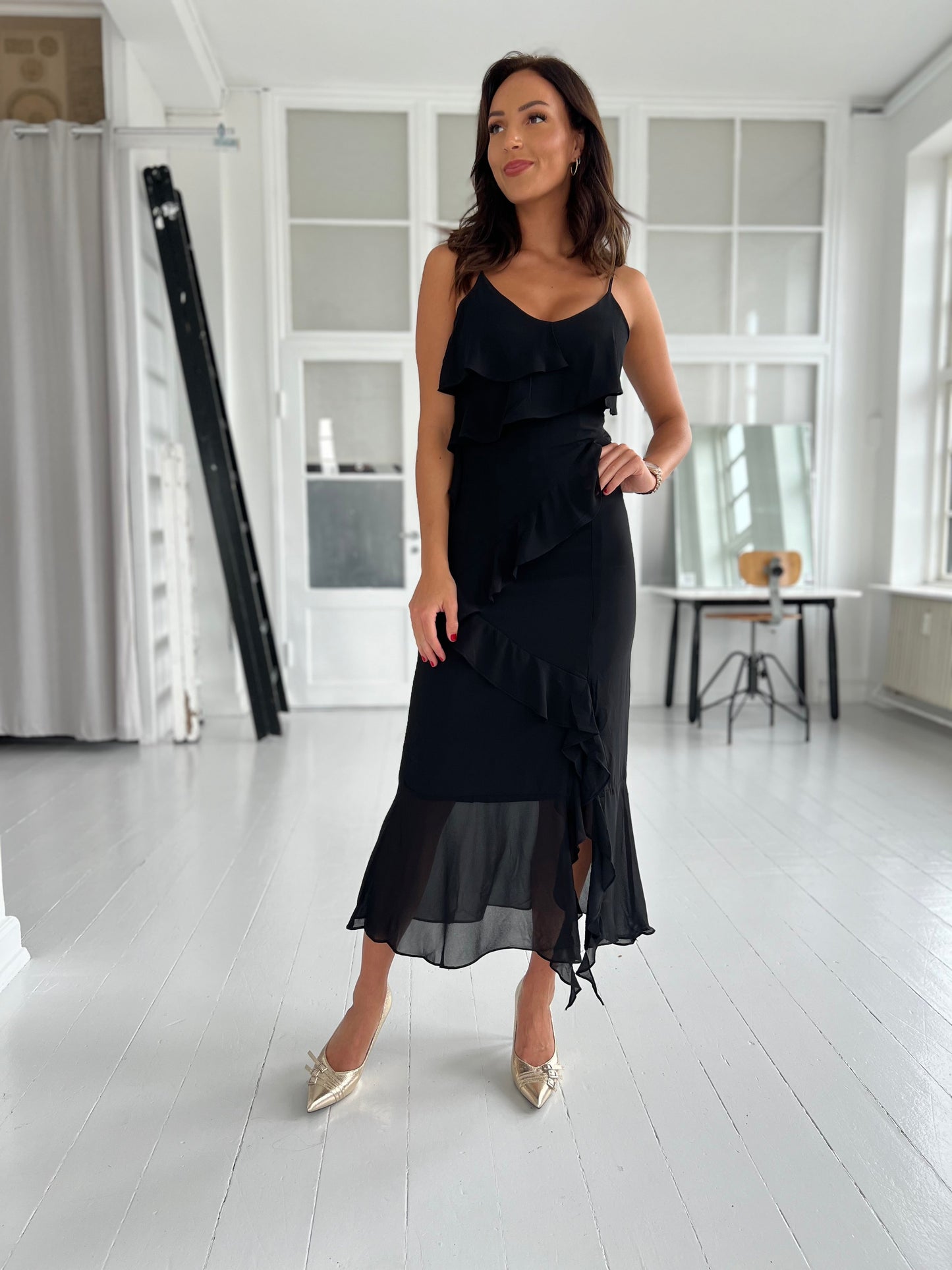 Copperose black layer dress (9010)-kjole-Aaberg Copenhagen