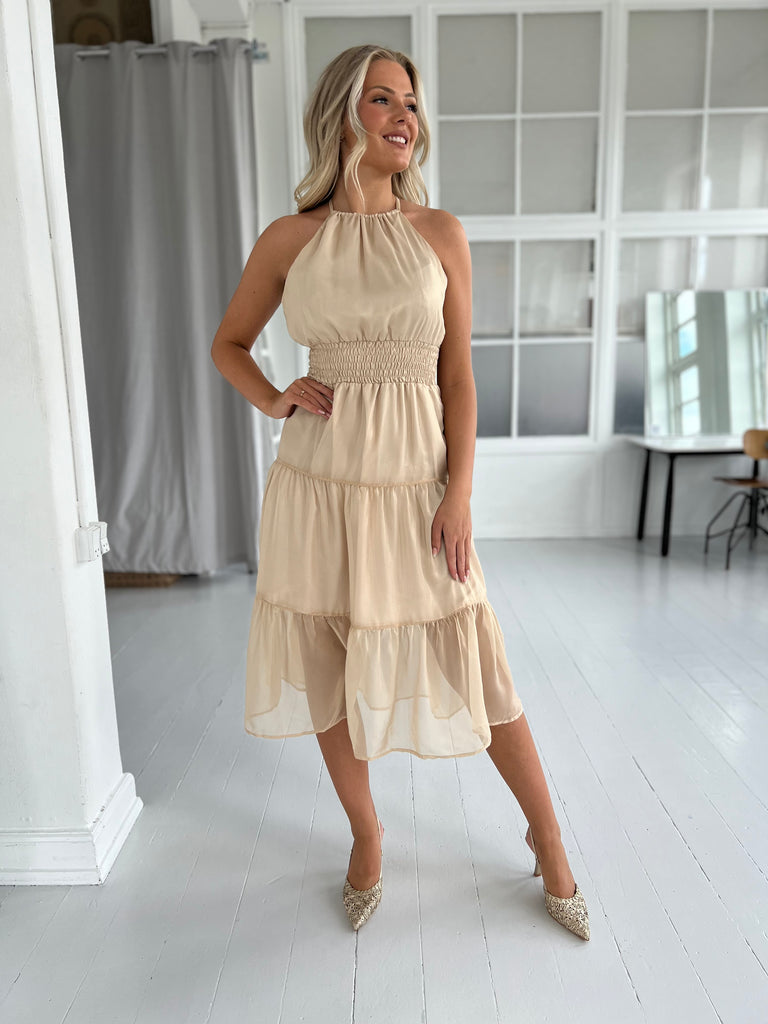 Lucce beige shimmer dress (1503)-kjole-Åberg CPH-Åberg Copenhagen DK