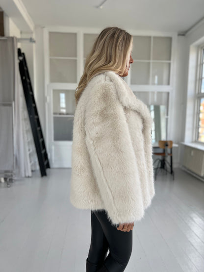 Flam beige faux fur jakke (2213)