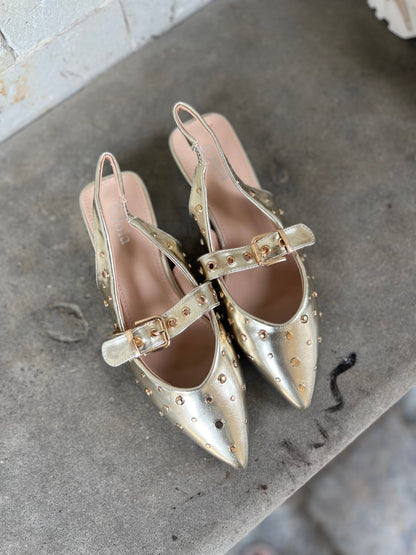 Joia studded golden ballerina (819)