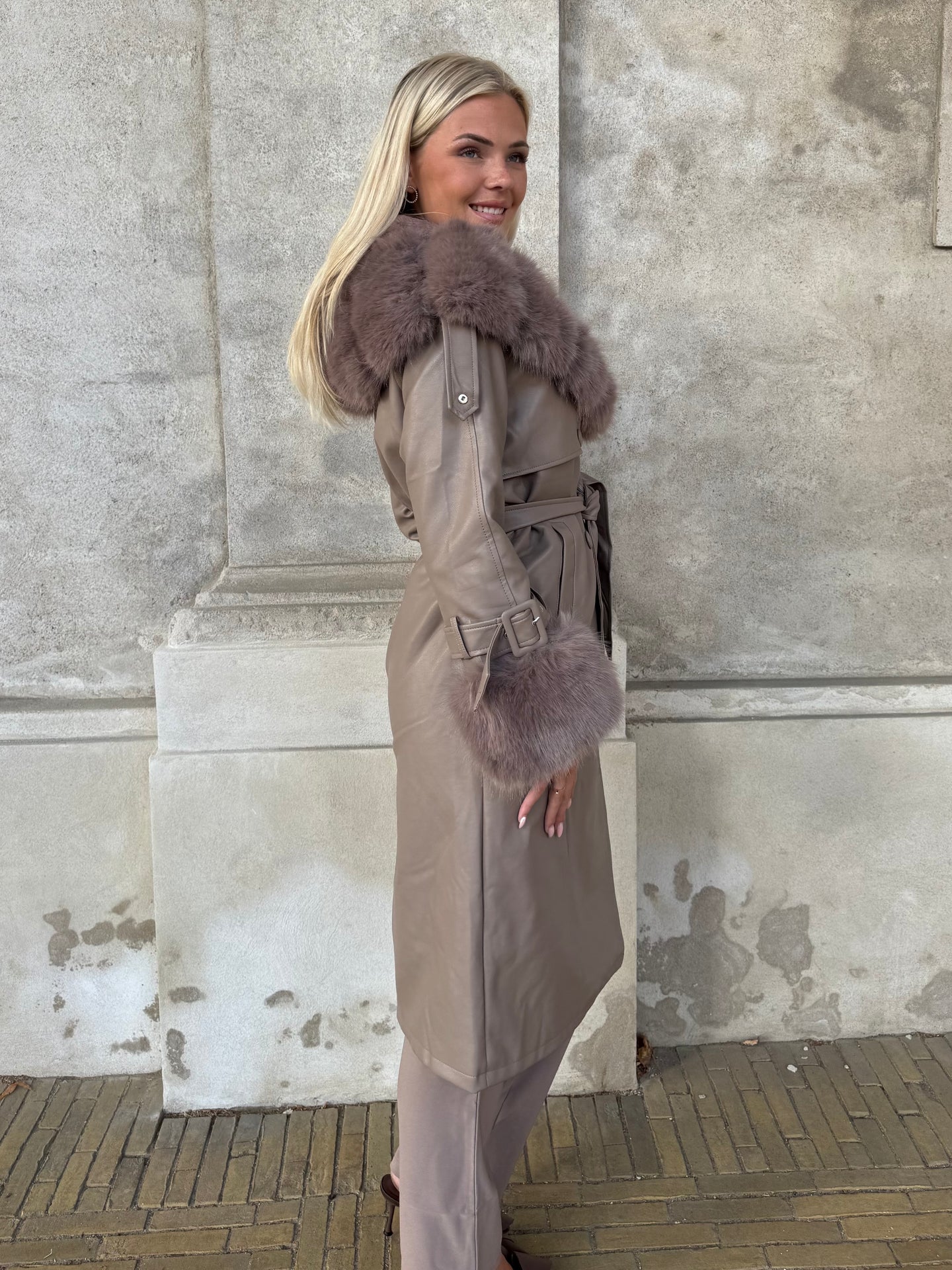 Flam faux leather coat muldvarp