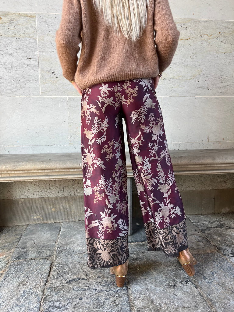 Bellice bordeaux satin pants