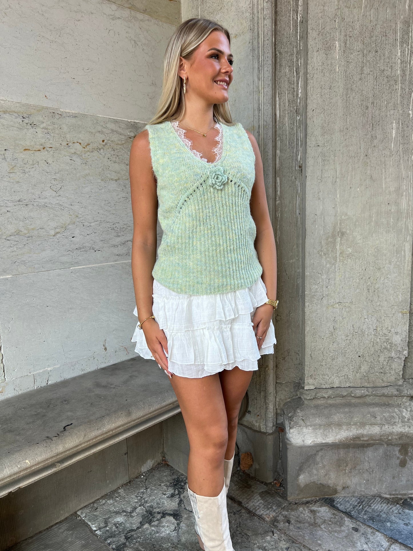 Azaka light green knit vest (58451)