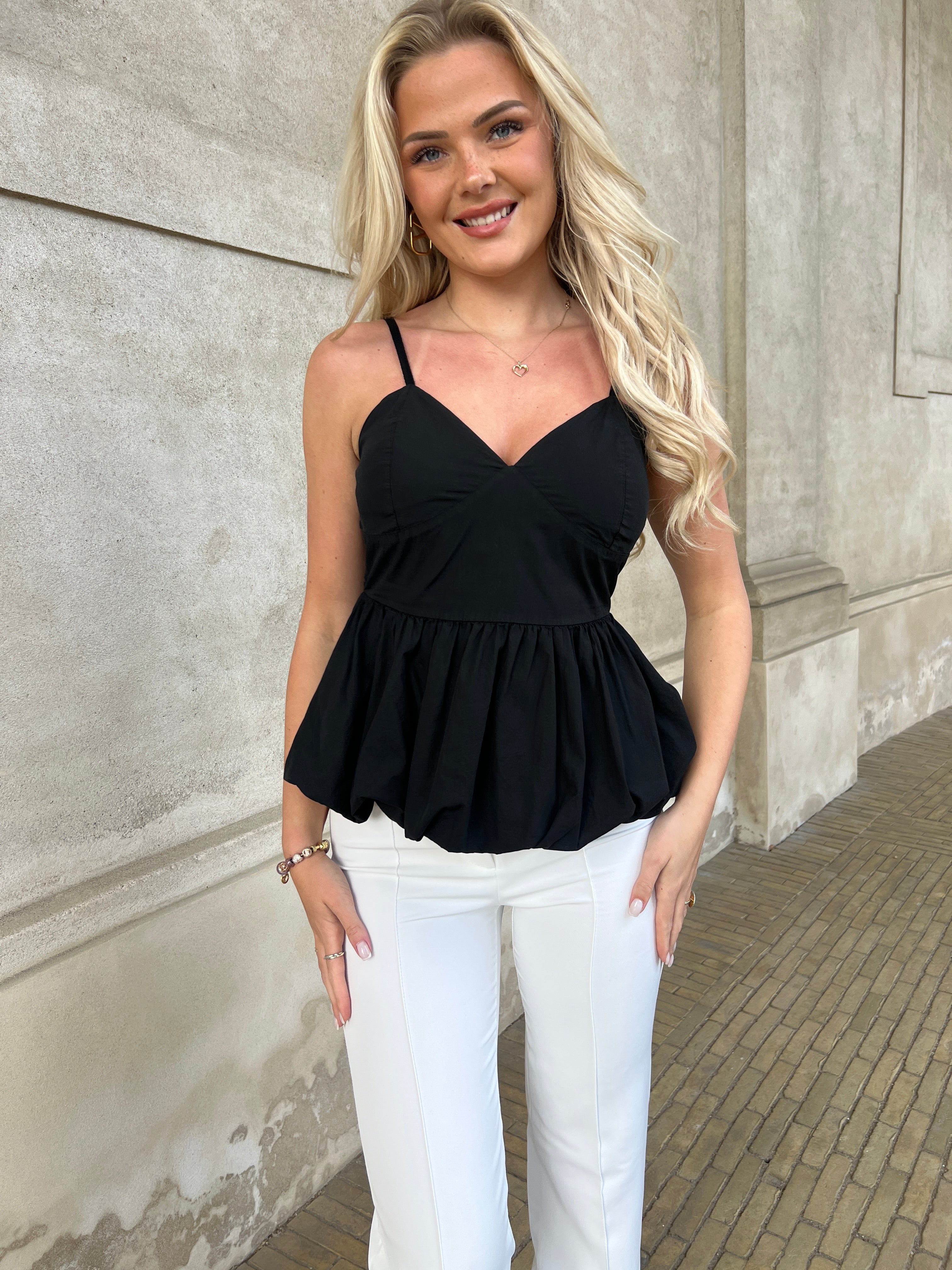 Estee black ballon top