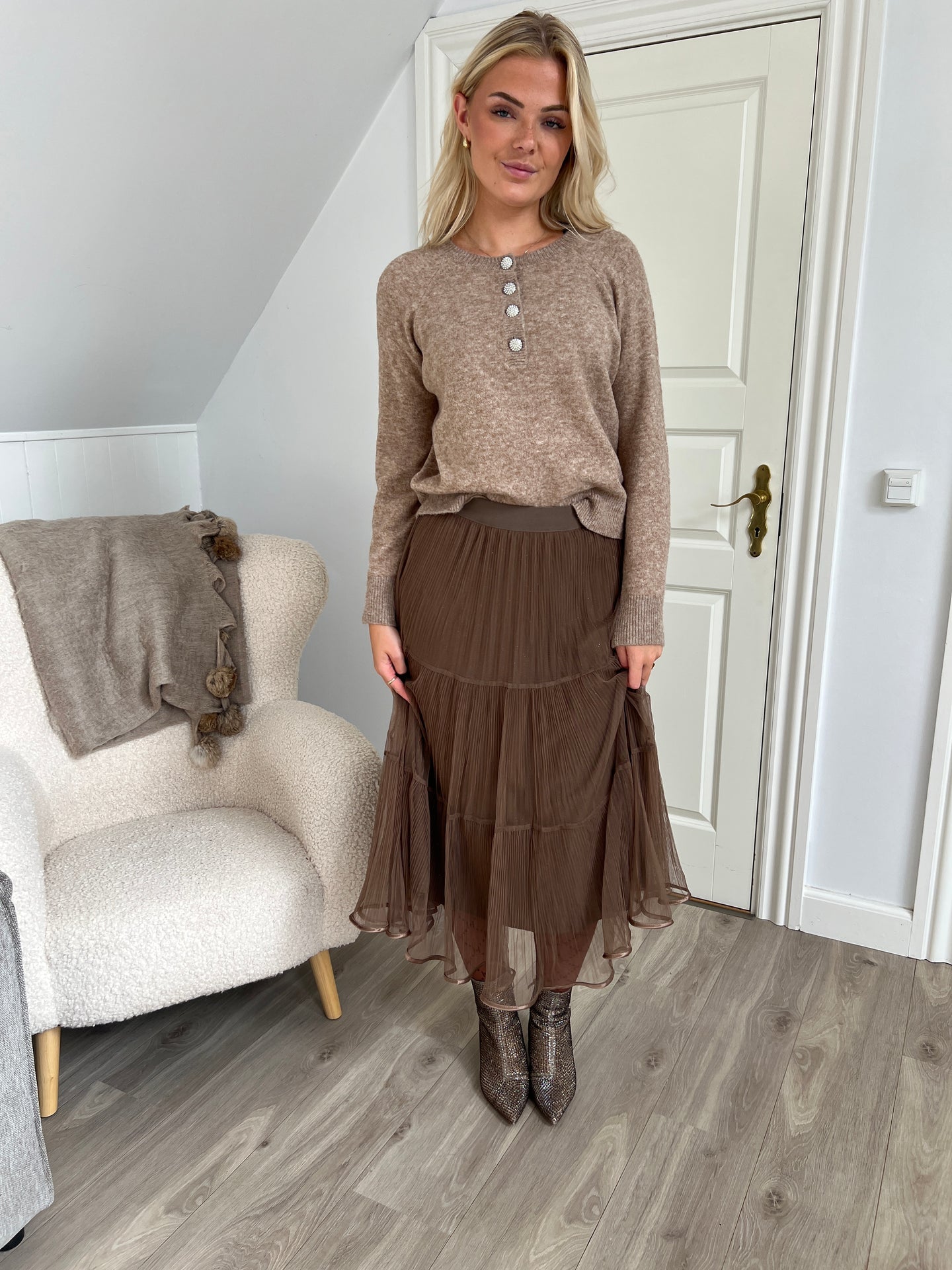 Orice Taupe  tulle skirt - Åberg Copenhagen