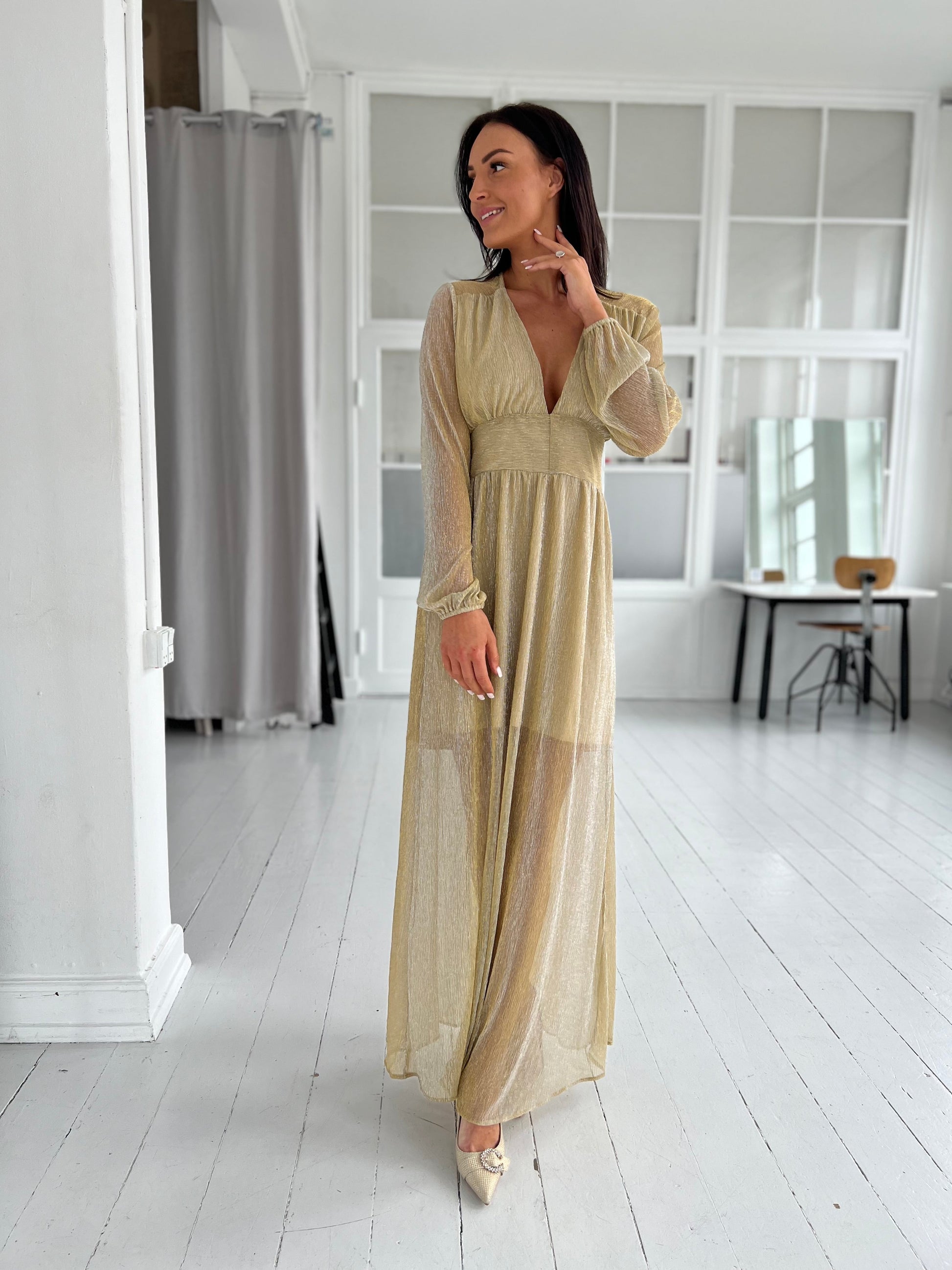 Ciao golden shimmer dress (5155)-kjoler-Åberg CPH-Åberg Copenhagen DK