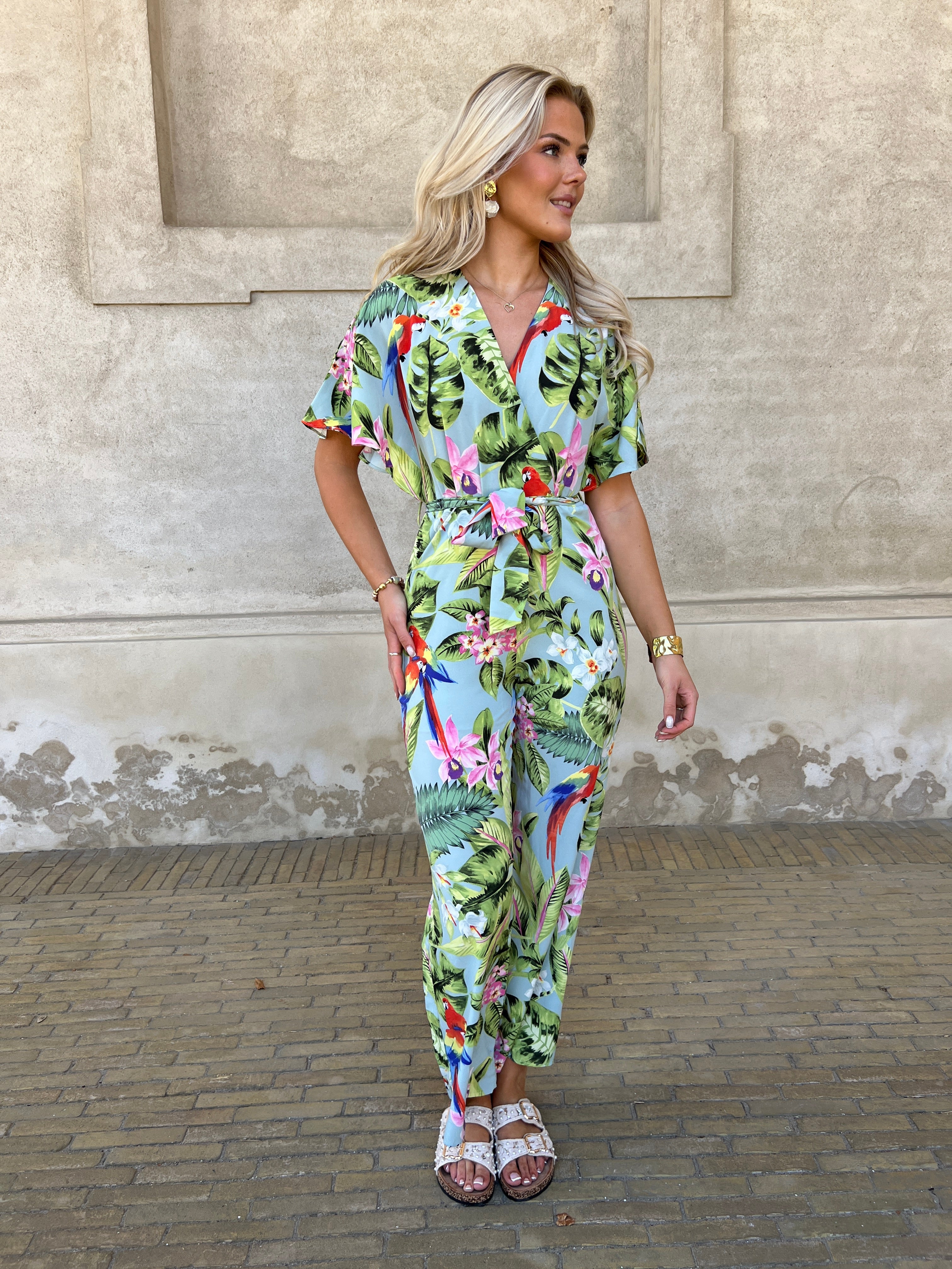 Elli white tropisk jumpsuite
