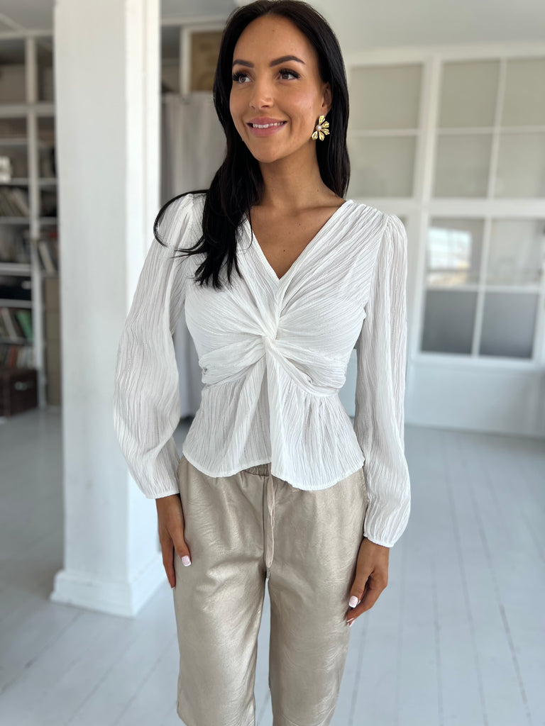 Lea white knot blouse