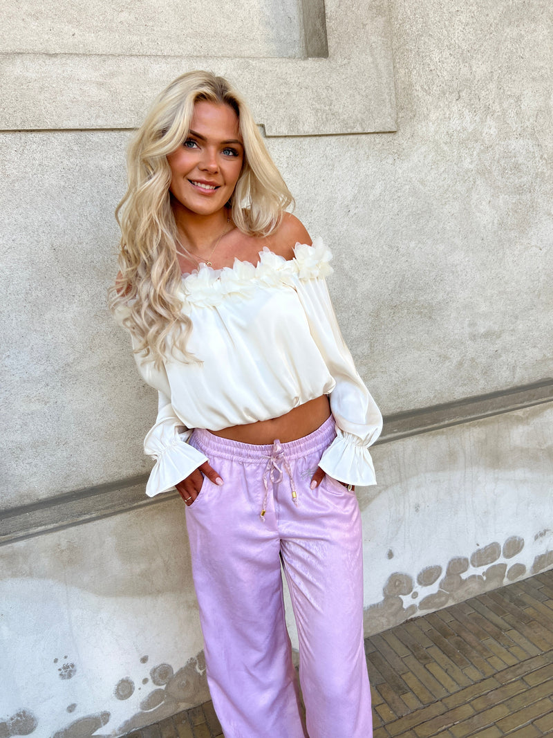 Elli White satin crop top