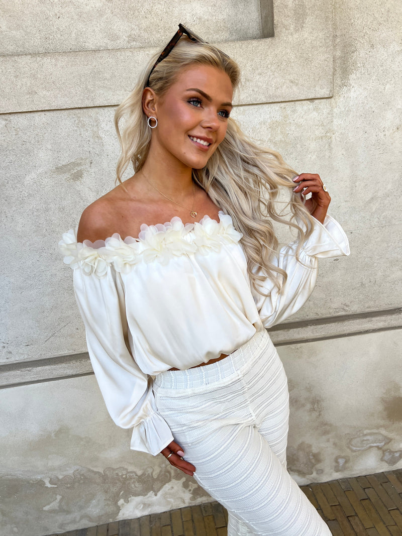 Elli White satin crop top