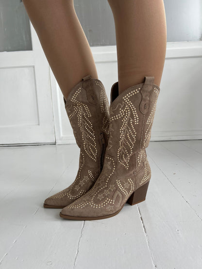 Ideal khaki rhinestone boot