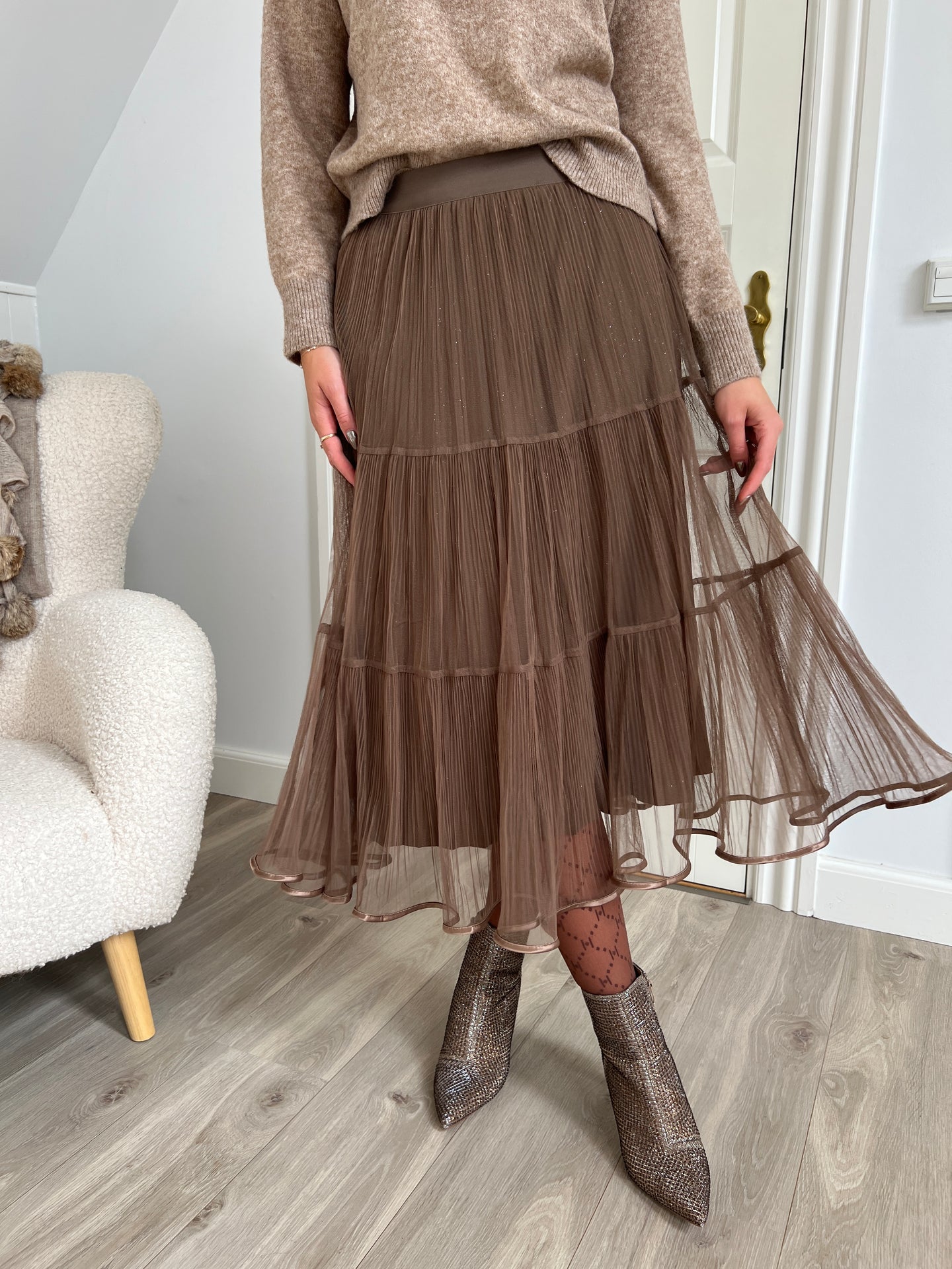 Orice Taupe  tulle skirt - Åberg Copenhagen