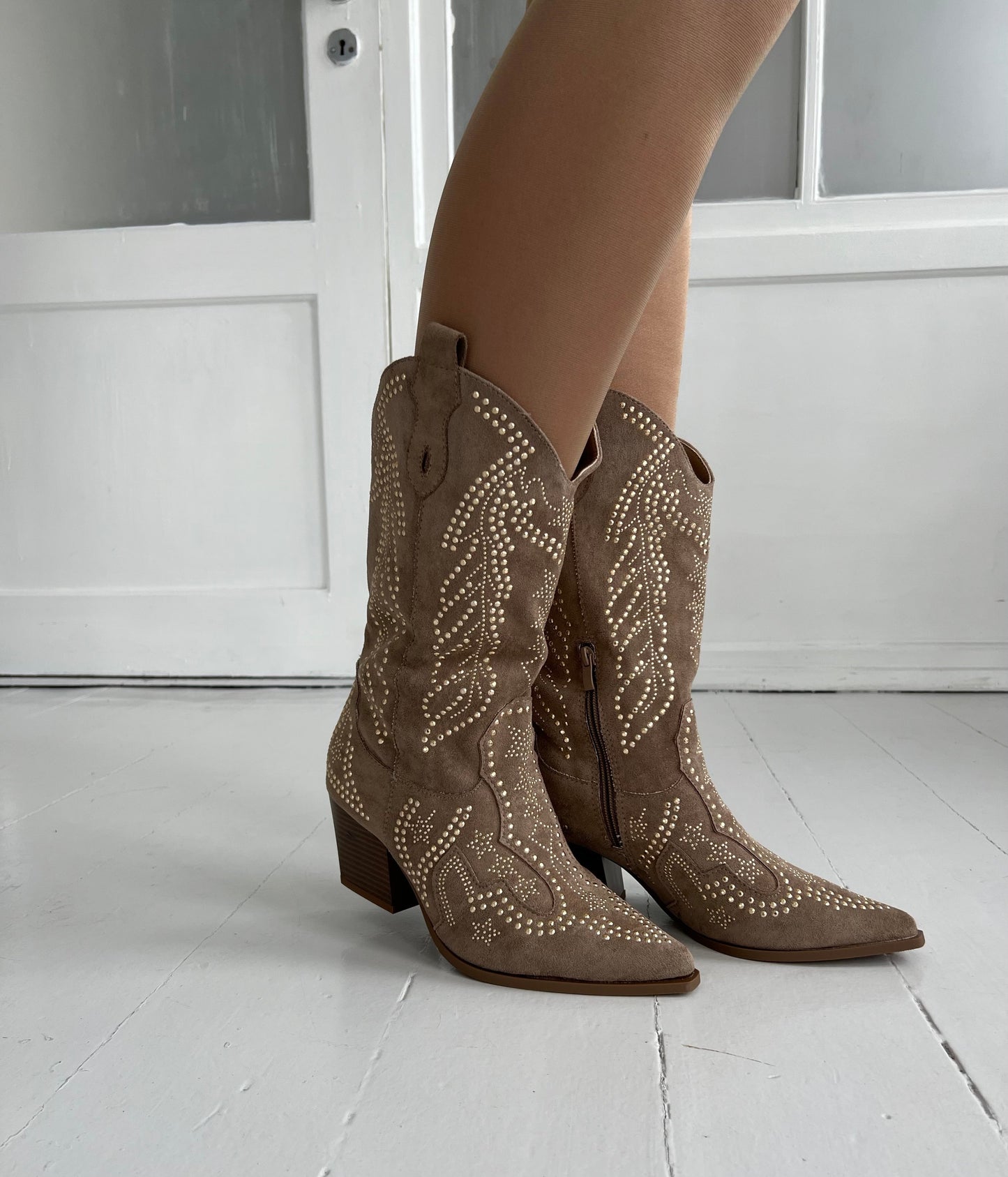 Ideal khaki rhinestone boot