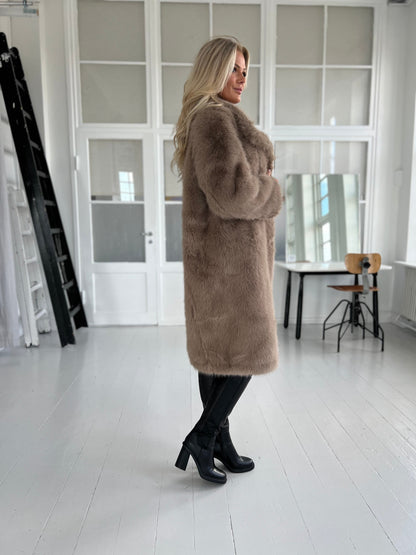 Flam taupe faux fur frakke (2212)