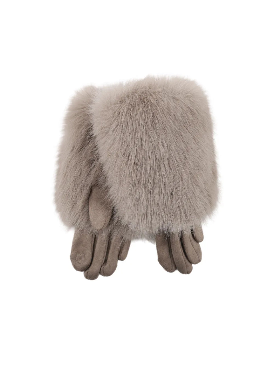 Emma taupe fake fur gloves fra webshoppen Aaberg Copenhagen
