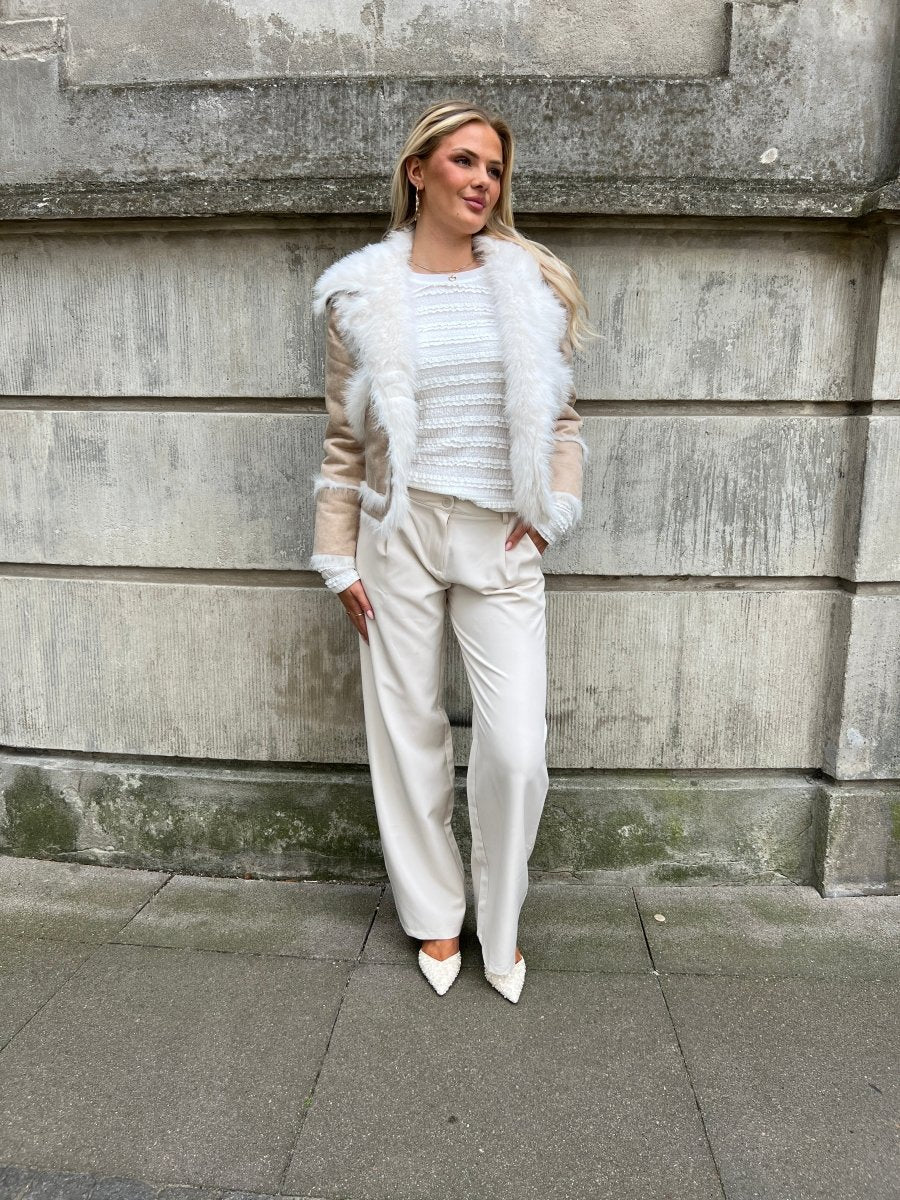 Azaka beige fake fur jacket - Aaberg DK