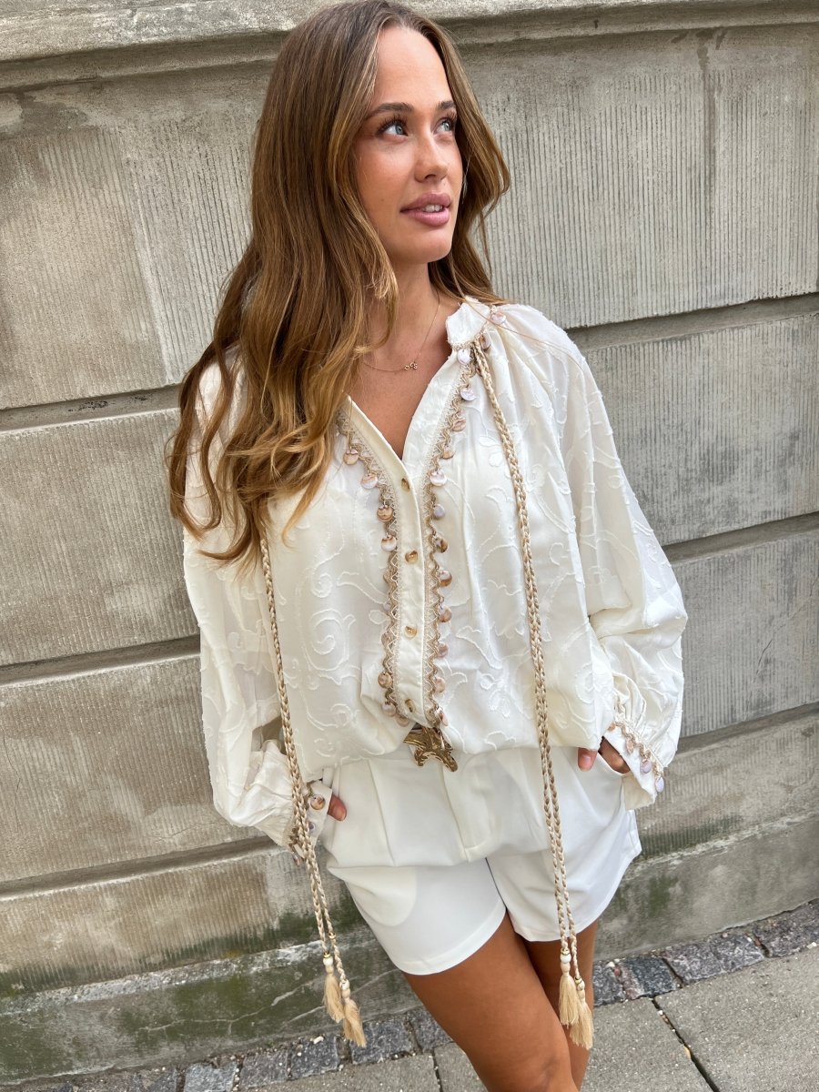 Azaka hvid boho blouse - Aaberg DK